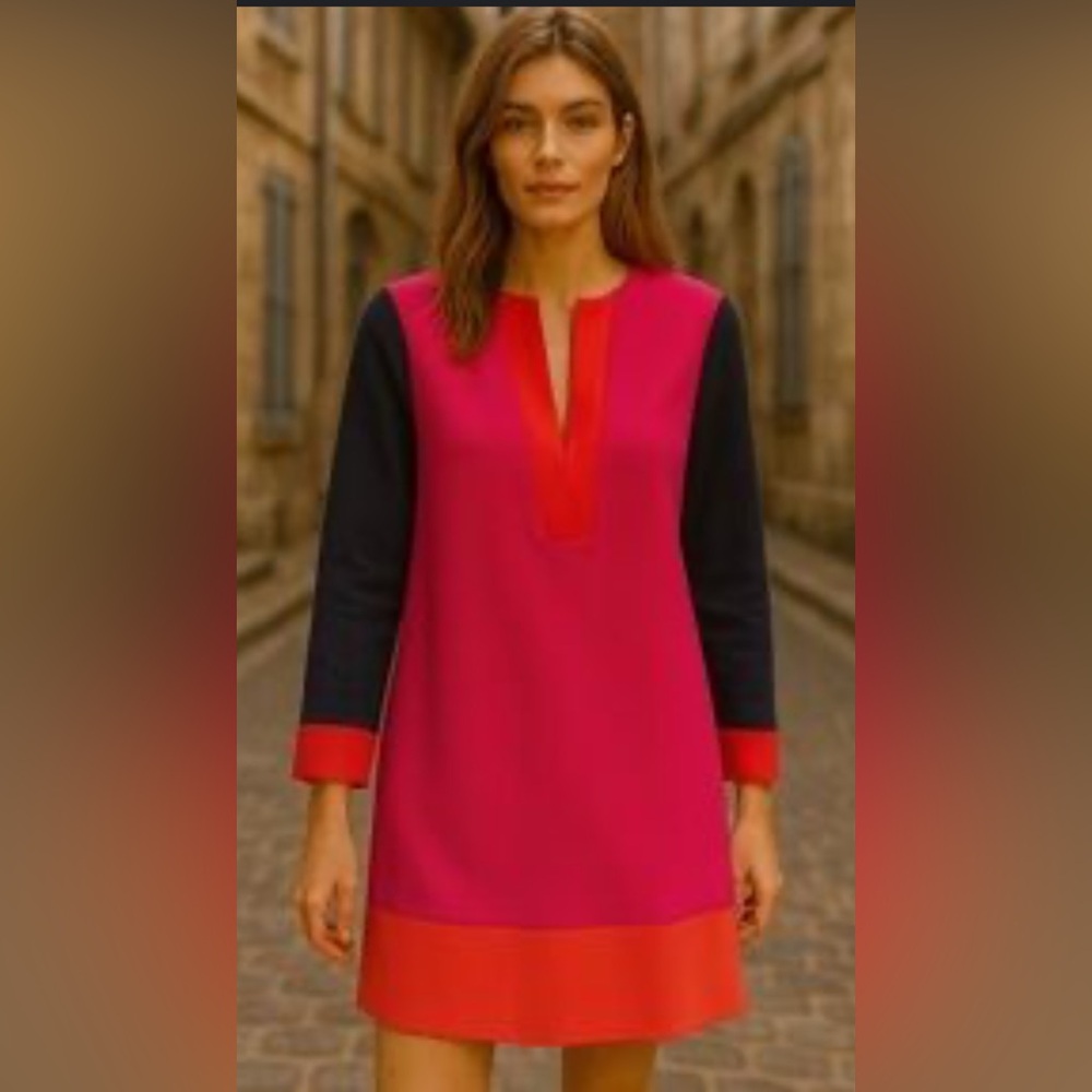 Diane Von Furstenberg Pink and Black Tunic Dress